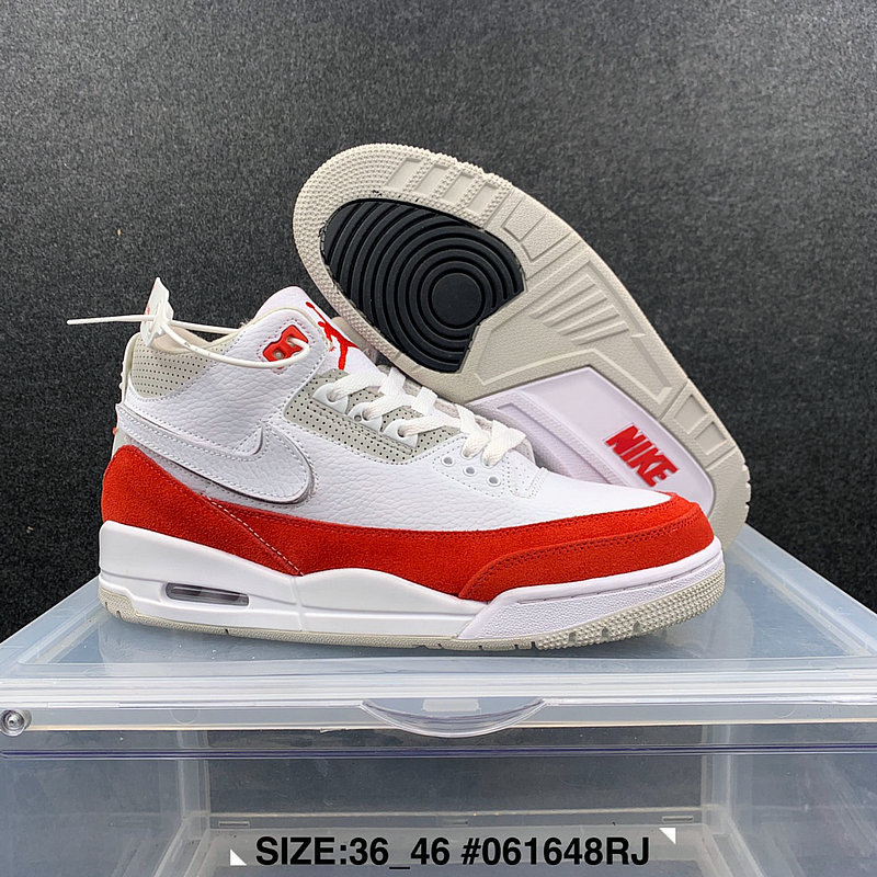 2021 Air Jordan 3 White Grey Red Shoes